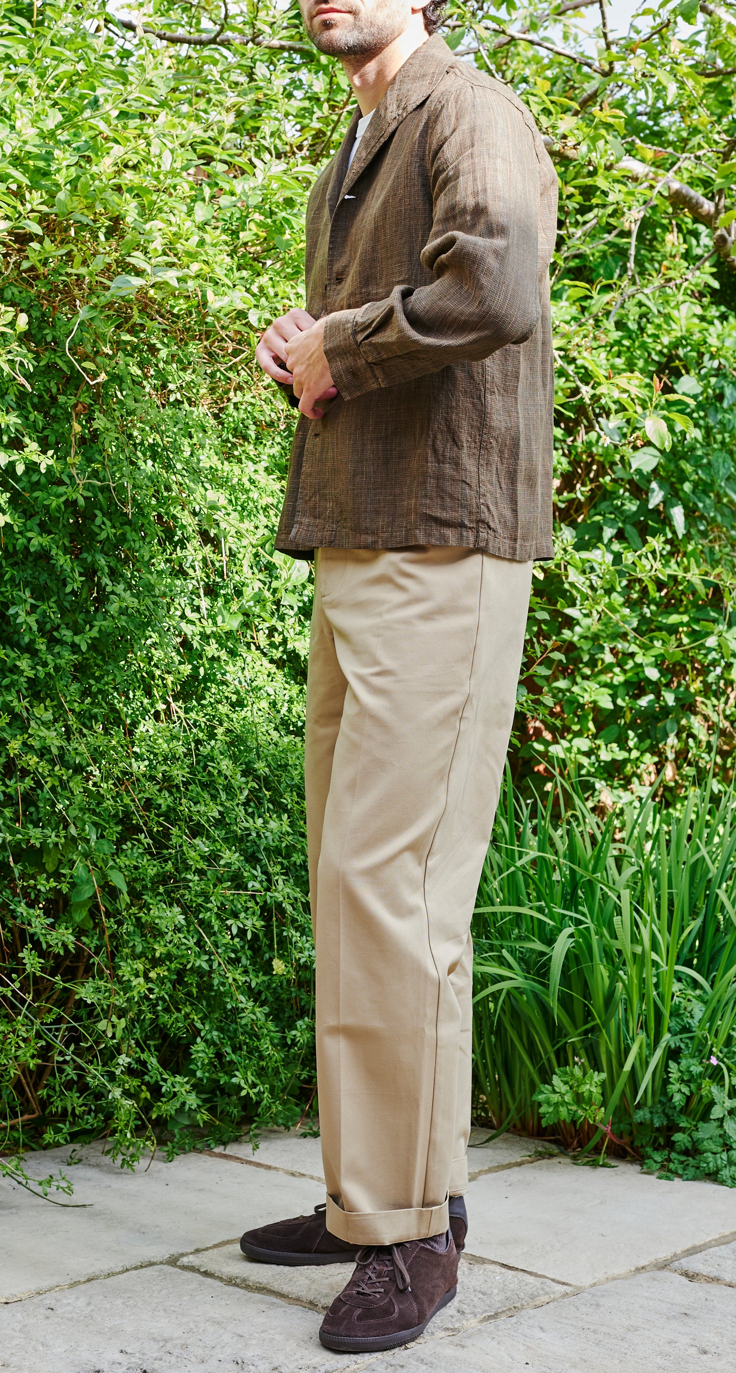 Damson Overshirt - Brown Fine Linen Check