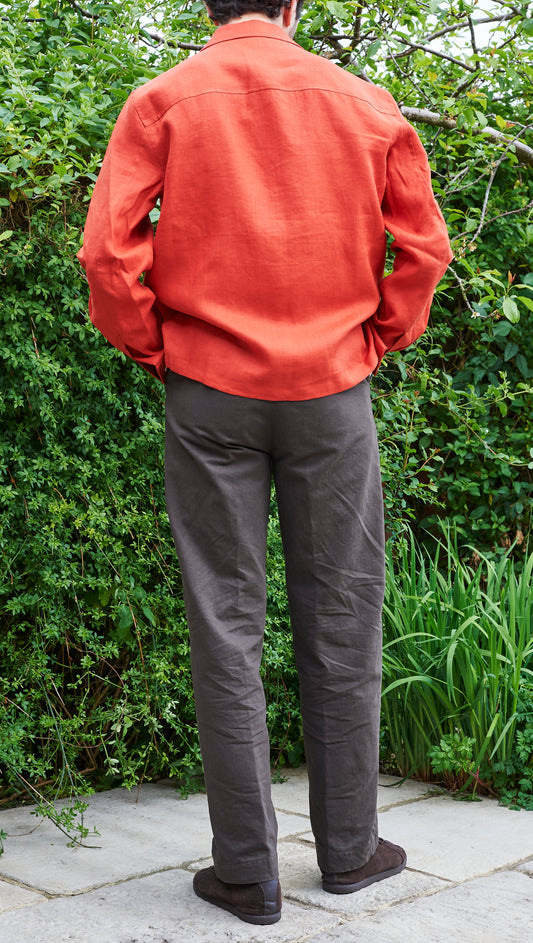 Damson Overshirt - Cherry Red Linen