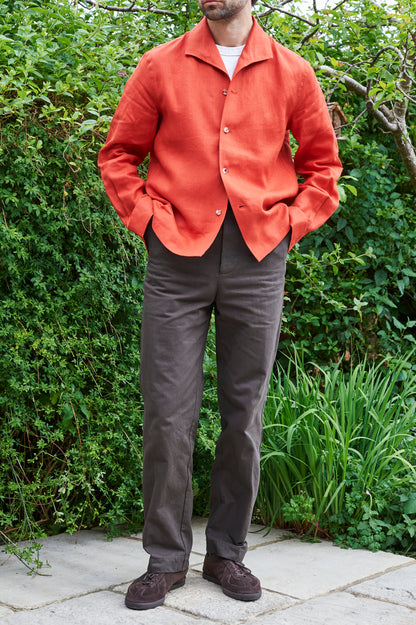 Damson Overshirt - Cherry Red Linen