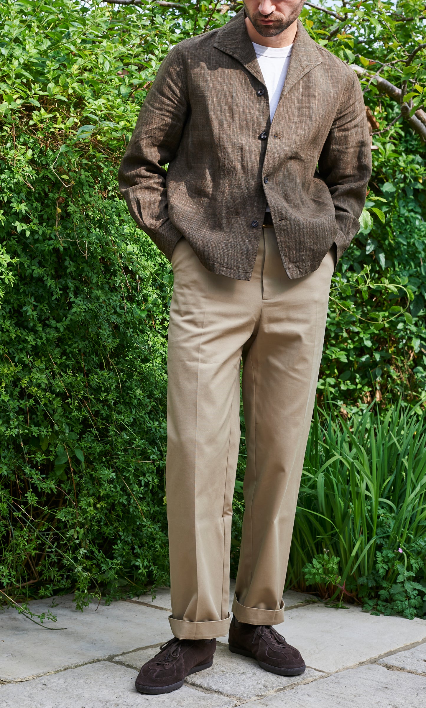 Damson Overshirt - Brown Fine Linen Check