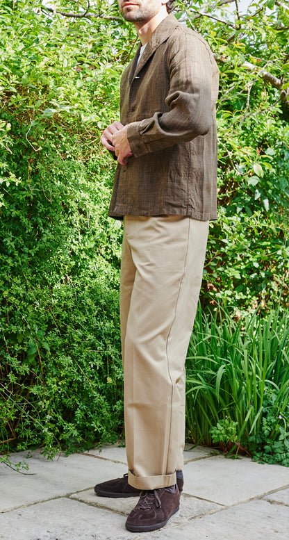 Damson Overshirt - Brown Fine Linen Check