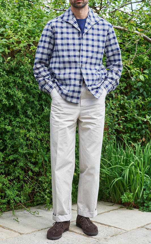 Damson Overshirt - Slubby Cotton/Linen Check