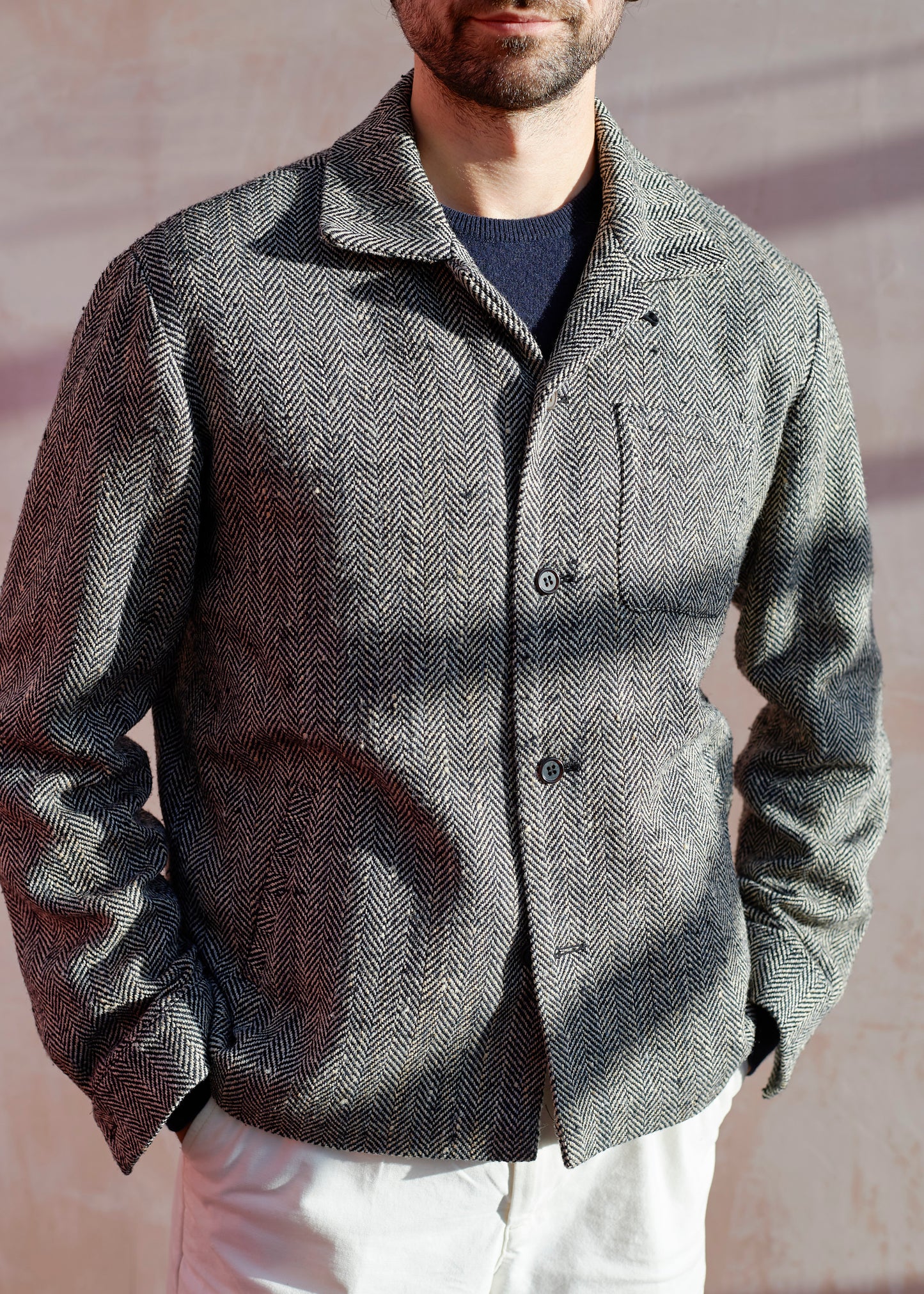 Acacia Jacket - Silk & Wool Herringbone Tweed